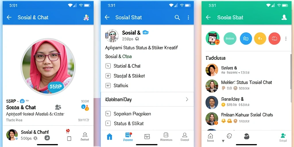 Antarmuka pengguna 55RP dengan berbagai pilihan stiker.