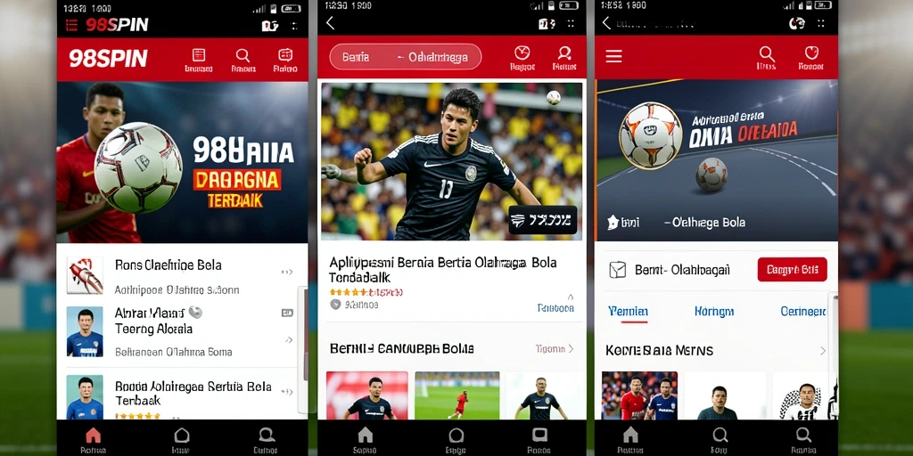 Antarmuka aplikasi 98SPIN menampilkan berita terkini olahraga bola.