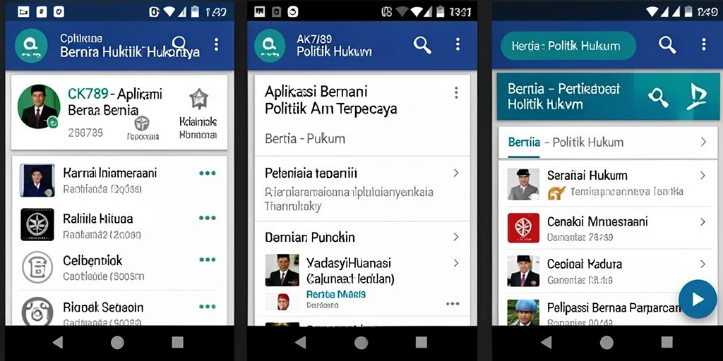 Tampilan antarmuka CK789 yang sederhana dan efektif untuk akses berita politik hukum.