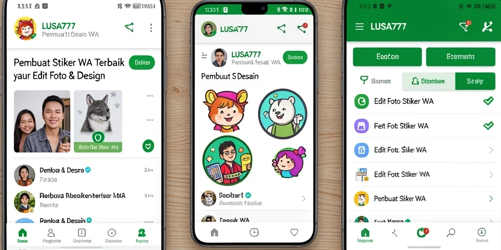Antarmuka LUSA777 yang intuitif untuk pembuatan stiker kustom.