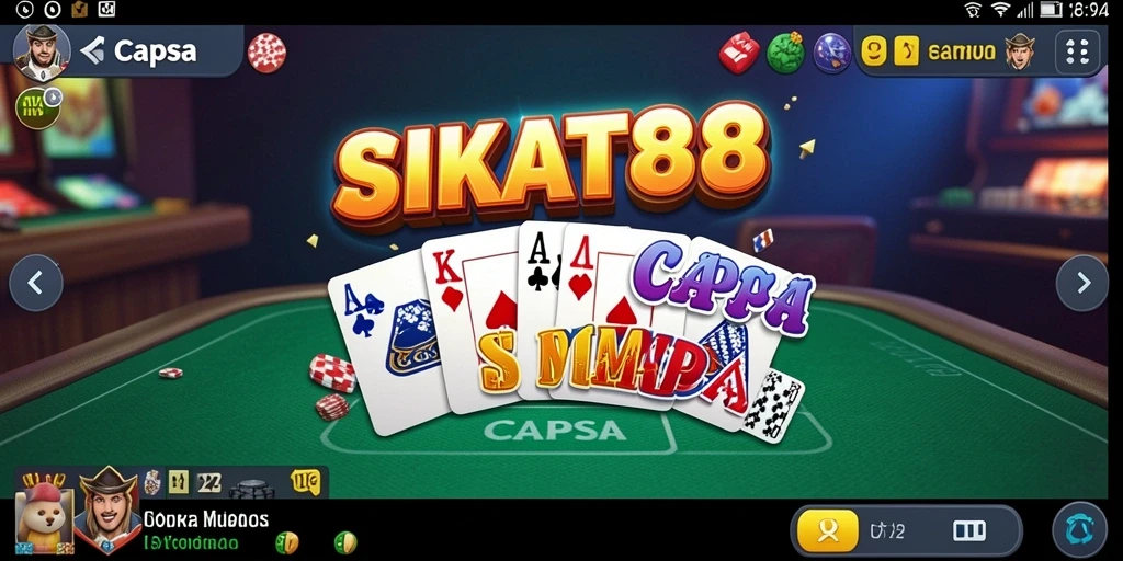 Antarmuka permainan Capsa SIKAT88 yang menarik dan user-friendly.