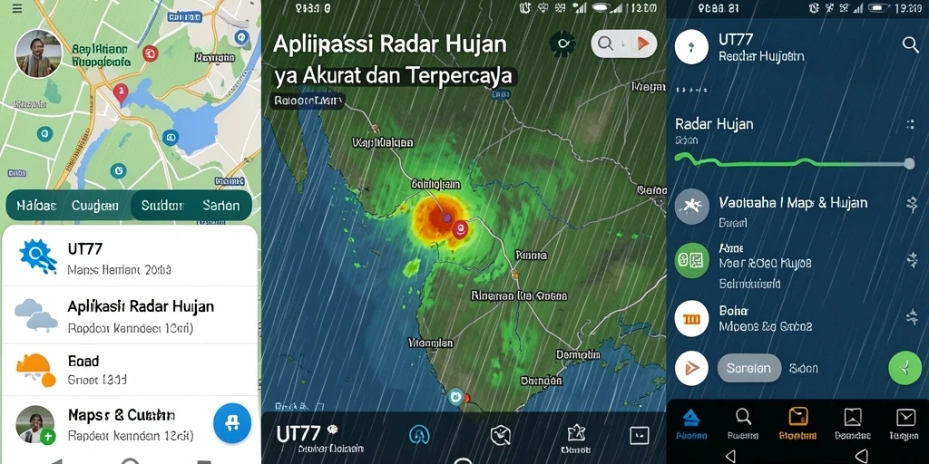 Antarmuka aplikasi UT77 menampilkan radar hujan secara jelas dan informatif.