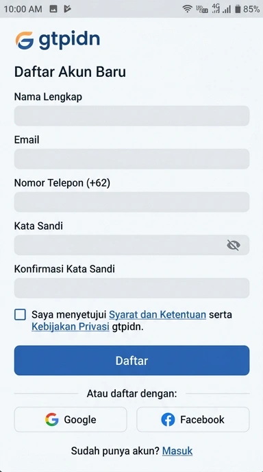 Buat Akun Baru gtpidn Dengan Mudah